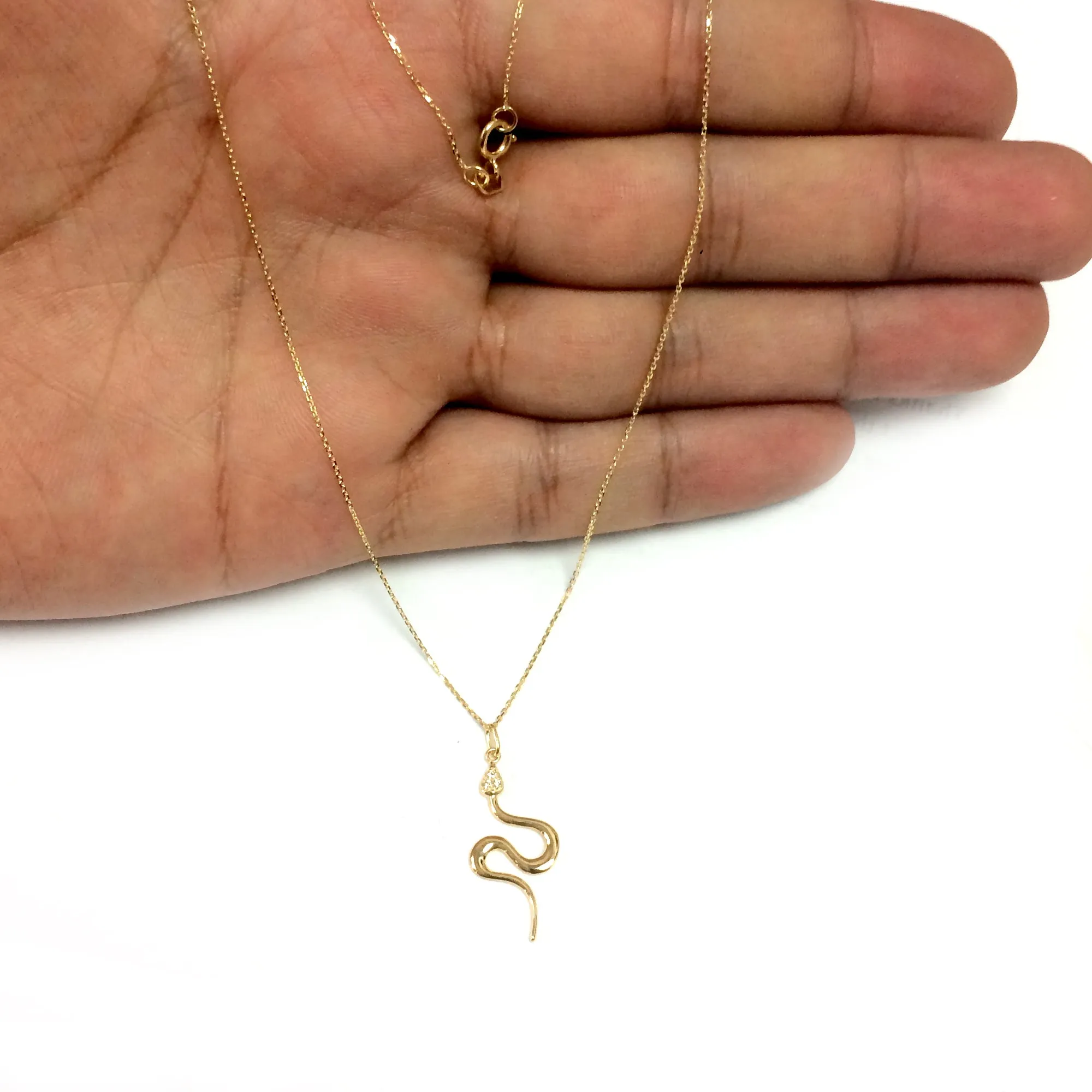 10K Yellow Gold Cubic Zirconia Snake Pendant Necklace, 18"