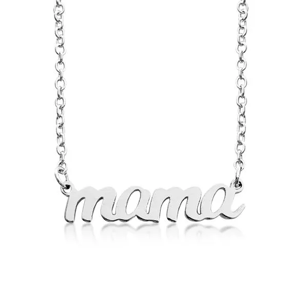 14k Gold Script mama Nameplate Necklace