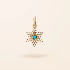 14K Gold Turquoise Star of David Charm