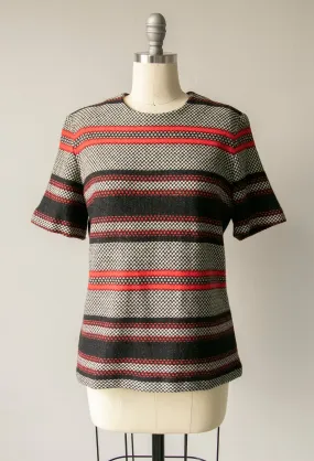 1960s Knit Top Striped Wool J. Tiktiner M