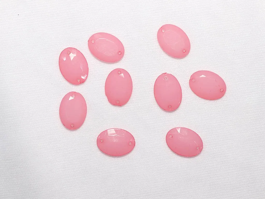 Baby Pink Designer Oval Plastic Stones - 18x13 mm