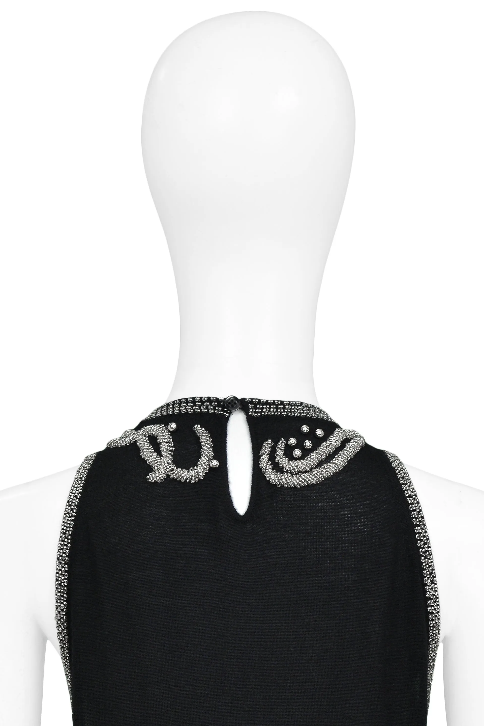 BALENCIAGA BLACK KNIT TOP WITH SILVER BEADING