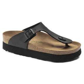 Birkenstock Women's Gizeh Platform Vegan Birko-Flor (Black - Wide Fit)