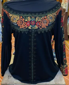 Blaze Black Embroidered Top by Vintage Collection