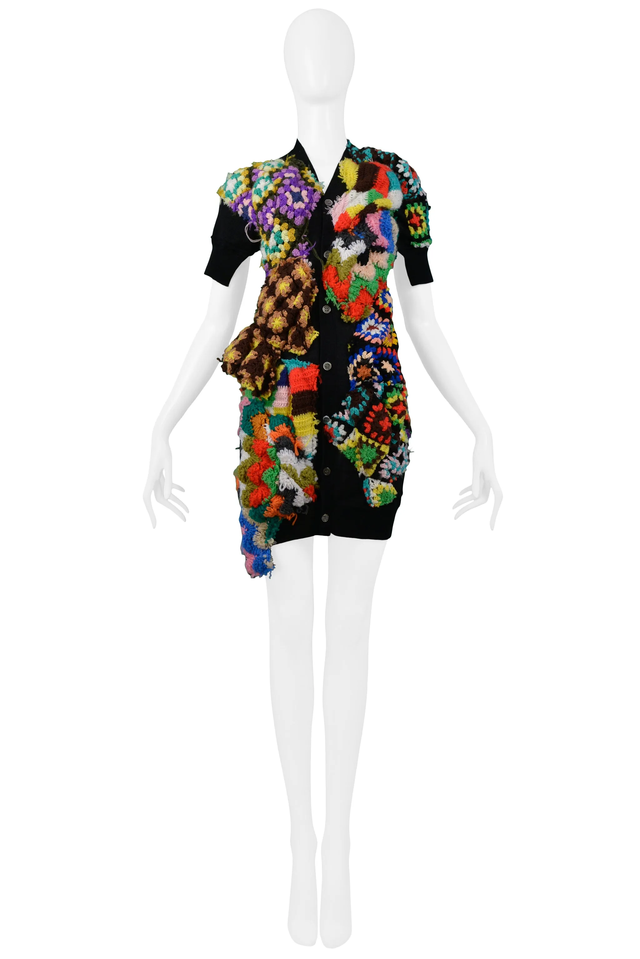 COMME DES GARCONS BLACK & MULTICOLOR CROCHET CARDIGAN DRESS 2009