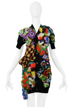 COMME DES GARCONS BLACK & MULTICOLOR CROCHET CARDIGAN DRESS 2009