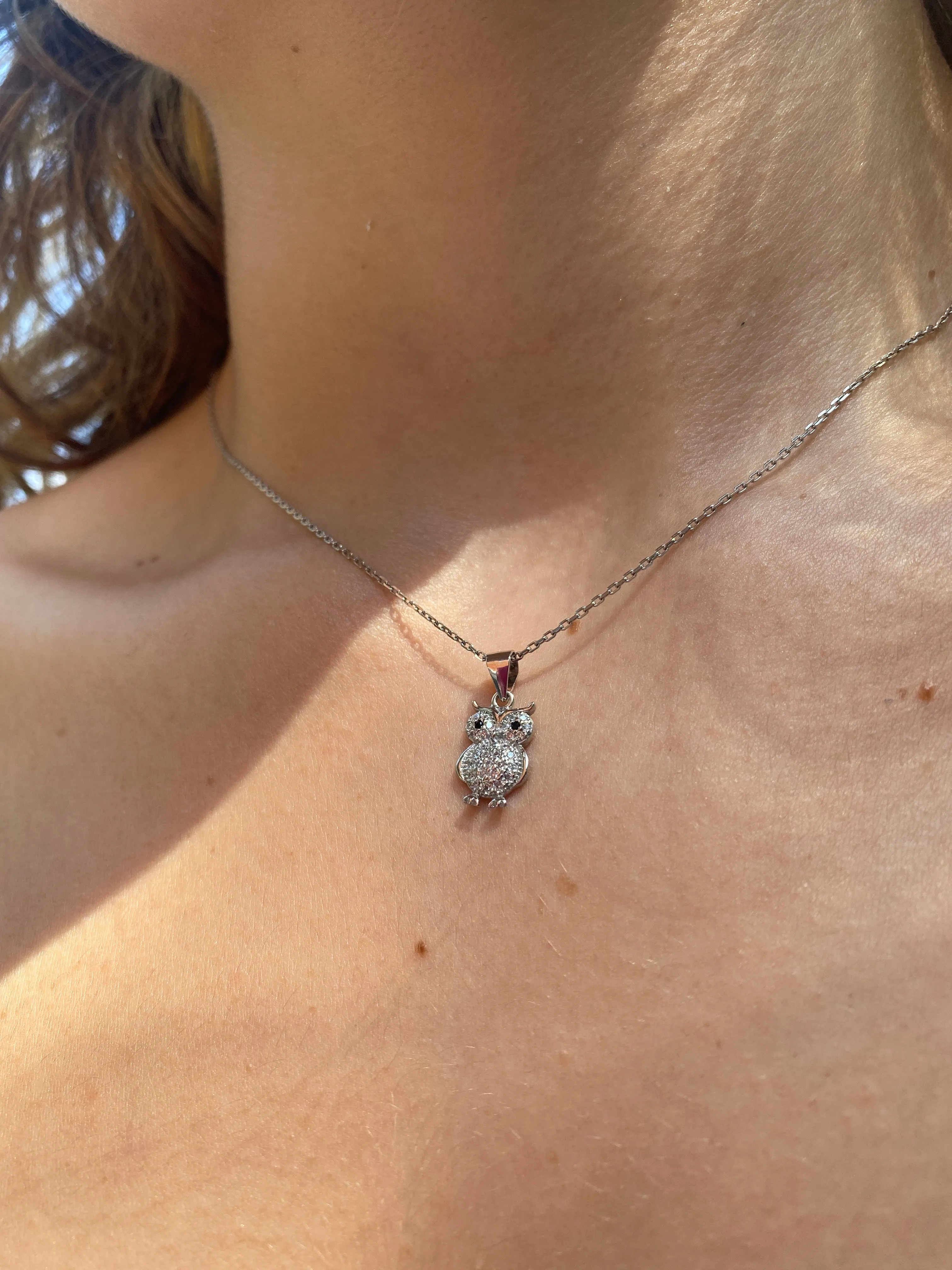 CZ Owl Necklace