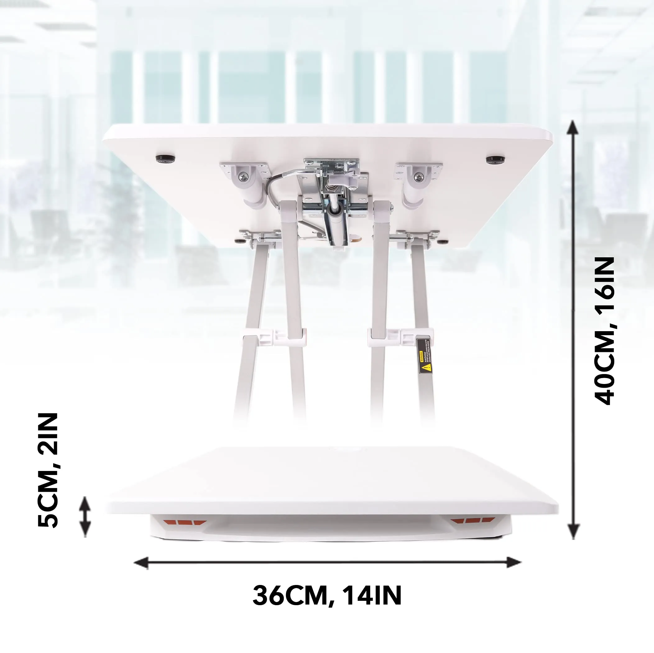 Duronic Sit-Stand Desk DM05D11 WE [WHITE] | Height Adjustable Office Workstation | 74x43cm Platform | Raises from 5-40cm | Riser for PC Computer or Laptop | Ergonomic Desktop Table Converter