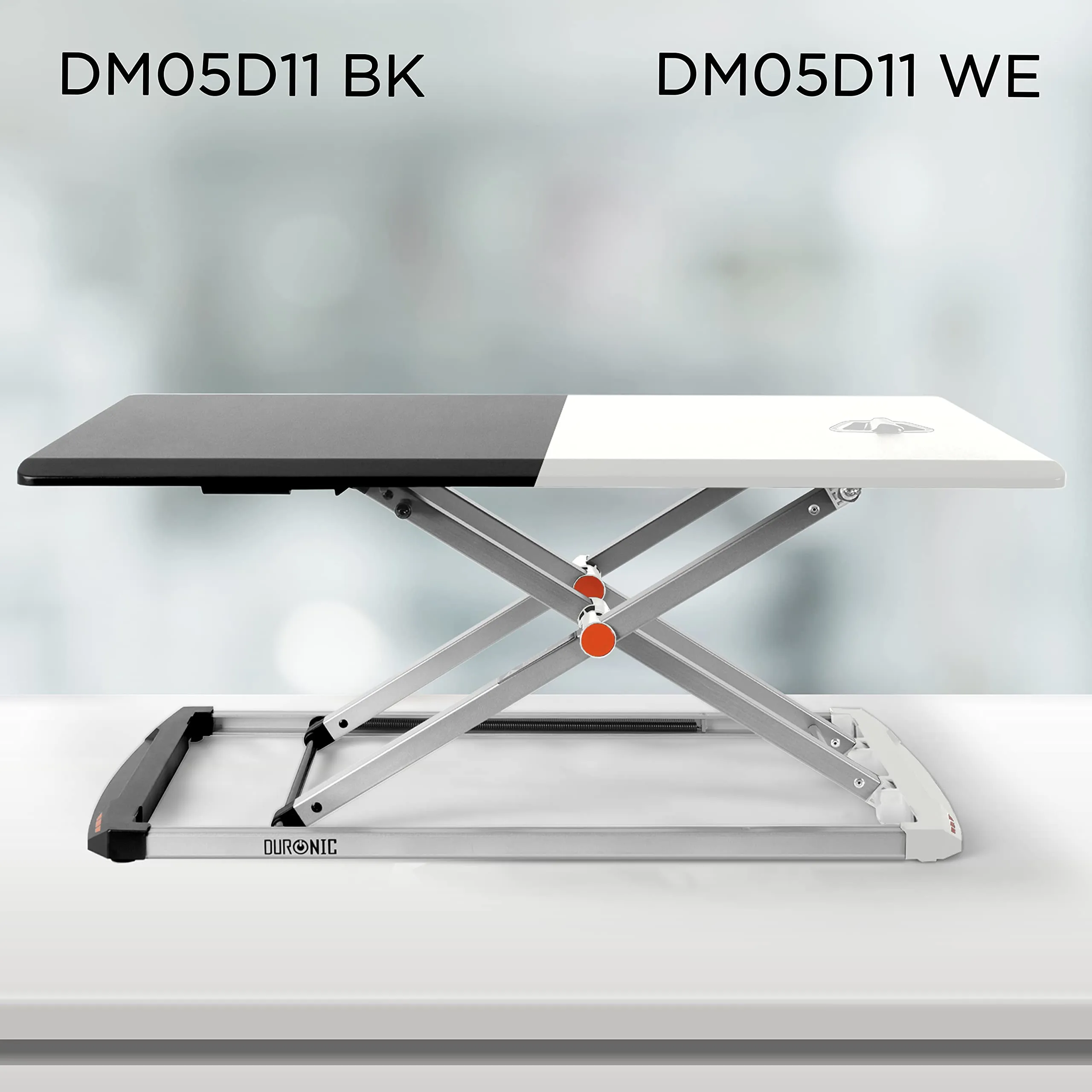 Duronic Sit-Stand Desk DM05D11 WE [WHITE] | Height Adjustable Office Workstation | 74x43cm Platform | Raises from 5-40cm | Riser for PC Computer or Laptop | Ergonomic Desktop Table Converter