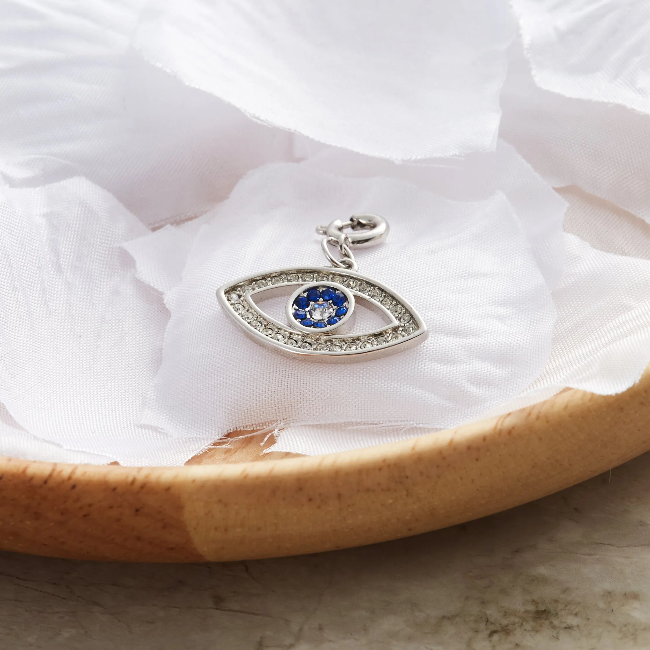 Evil Eye Charm Created with Zircondia® Crystals