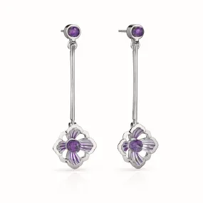 Forbidden Spring Drop Earrings - Sterling Silver - Amethyst