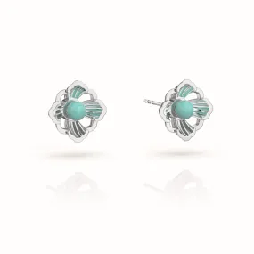 Forbidden Spring Small Stud Earrings - Sterling Silver - Amazonite