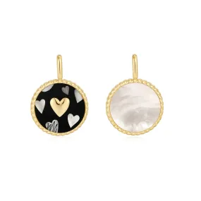 Gold Heart Enamel and Mother of Pearl Charm Pendant (Single)