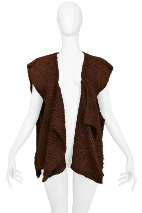 ISSEY MIYAKE OVERSIZED BROWN WOVEN VEST