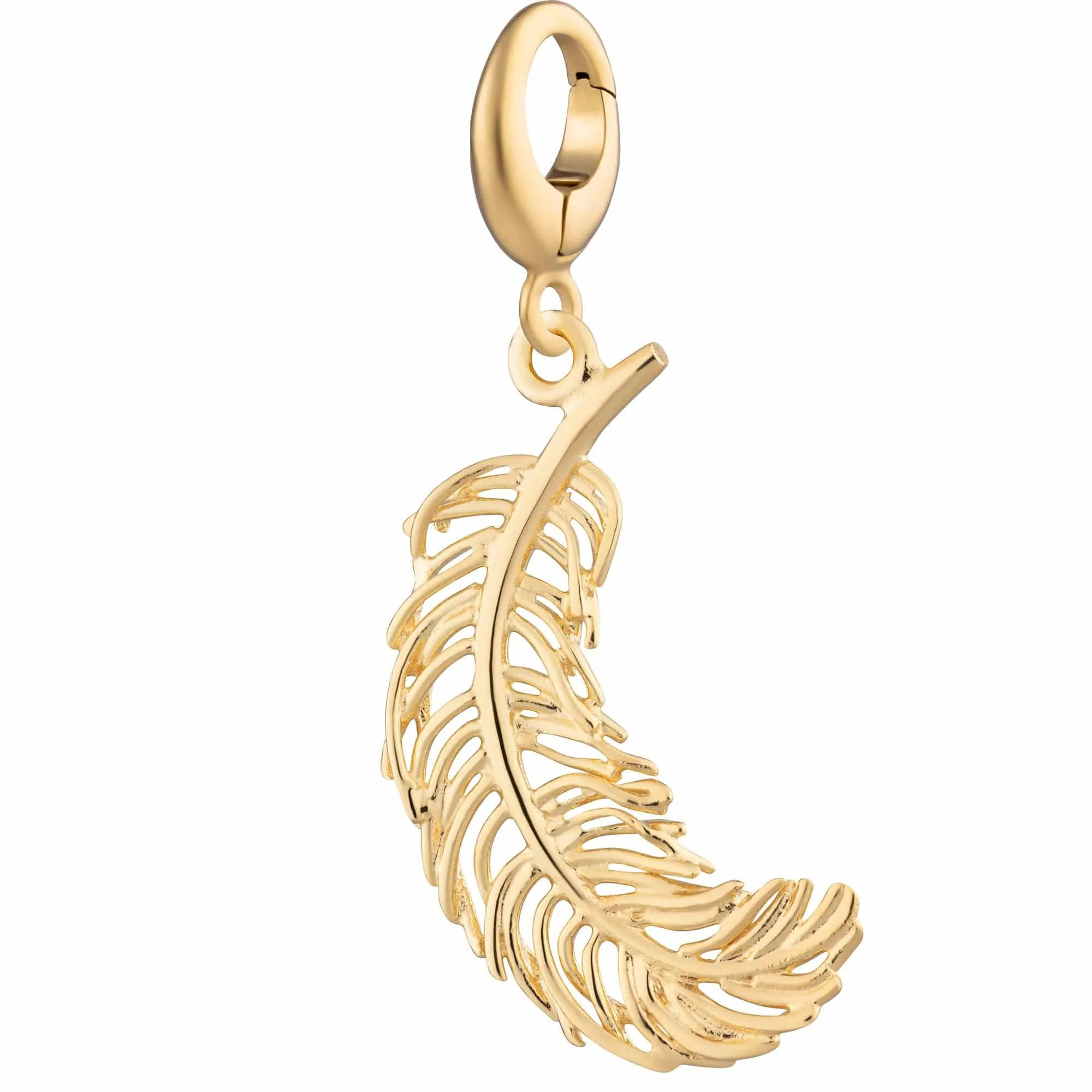 Large Gold Plated Feather Charm