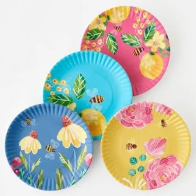 Melamine Floral Bee Plates / Set 4