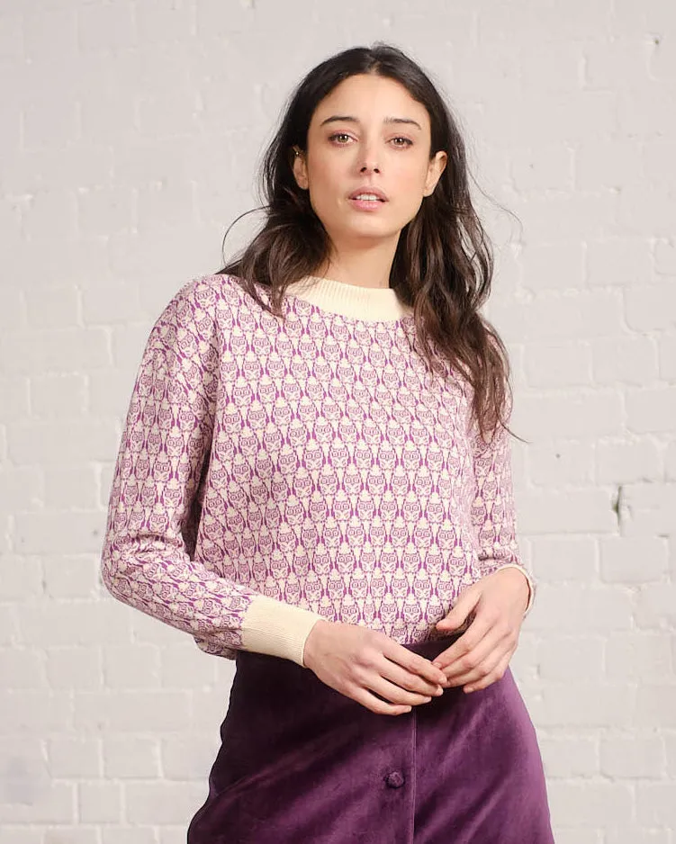 Owl Sweater in Grape