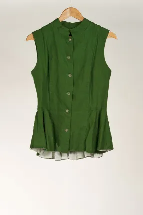 Peplum Vest, Spring Green, Sleeveless