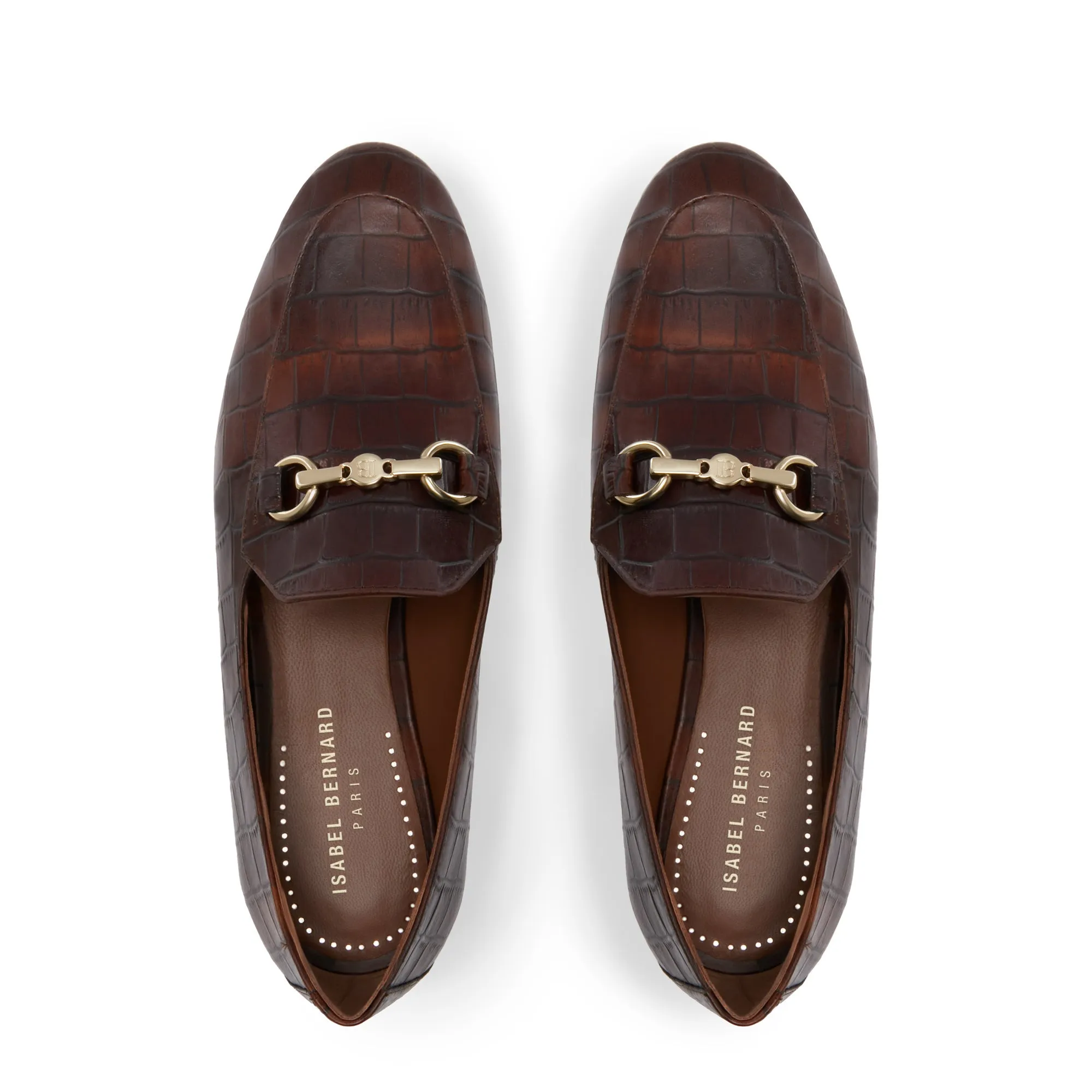 Vendôme Fleur croco brown calfskin leather loafers